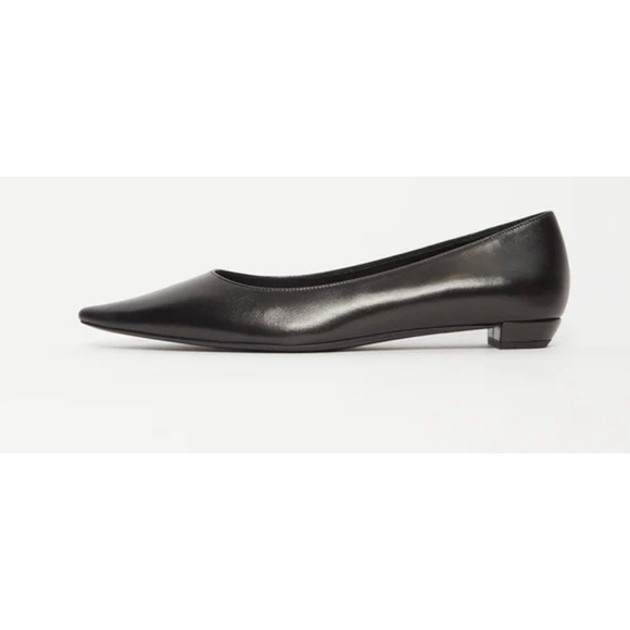 The Row Shoes - New The Row Claudette Black Leather Pointed Ballet Flats Size 9 $1009 Sold Out!